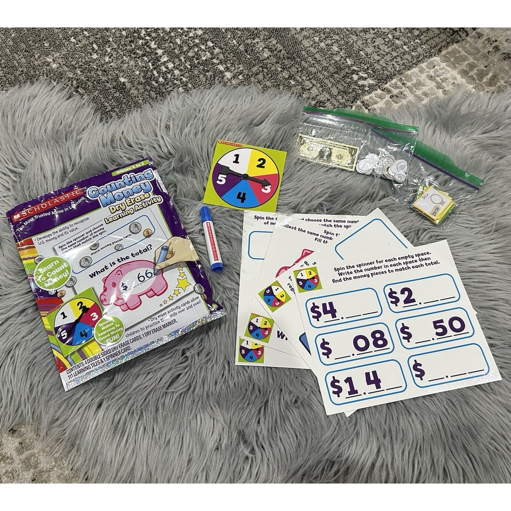Scholastic Counting Money Dry Erase Learning Activity Set K-2